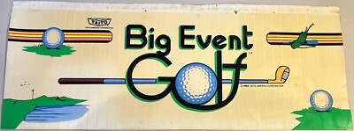 1986 BIG EVENT GOLF Taito USA Arcade Video Game Marquee 23'' x 9'' Plastic Sign