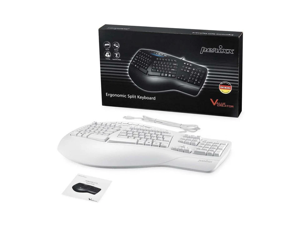 Perixx Periboard-512II Ergonomic Split Keyboard Natural Ergonomic Design  White - Image 2 of 3