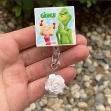 Christmas Grinch Badge Reel Holders Retractable ID Handmade Gift Nurse