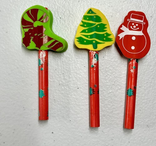 *NEW* Lot 35 Vintage Wood Christmas Pencils Toppers Russ Dakin Hello Kitty - Picture 11 of 11