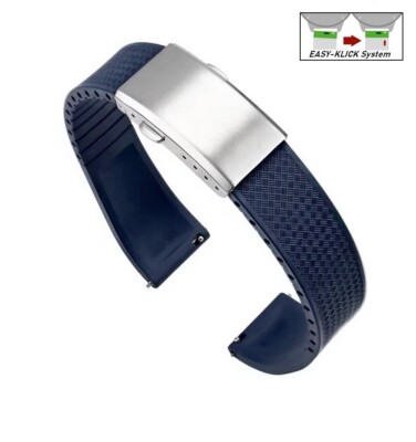 XS-Extrakurz Premium FKM-Kautschuk Uhrenband Modell Texturo-S dunkel-blau 19 mm