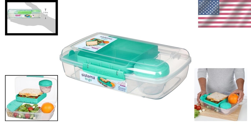 Clear 1.76L Bento Box with Secure Locking Clips for Easy Food Storage