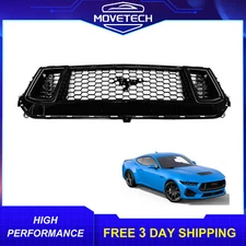Gloss Black Front Grille Fits 2024+ Ford Mustang GT W/ Trailer cover W/O Emblem