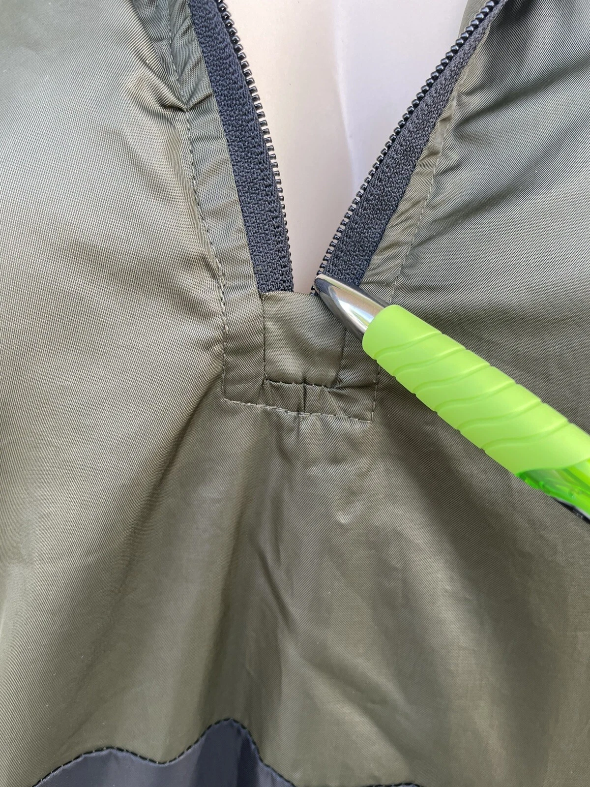 VETEMENTS LEGGI Giacca con cappuccio Miss London verde nera manica lunga cerniera anteriore taglia XL 2300