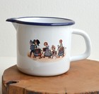 Vintage Enamel Milk Jug HANSI with Children Decor by Elchinger, Alsace. France.