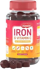 Iron & Vitamin C - Vegan Chewable Gummies - Sugar Free Ferrous Sulfate Iron | H