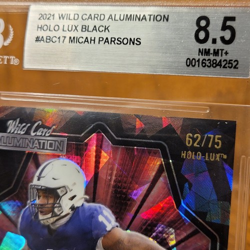 2021 Wild Card Alumination Holo Lux Black Micah Parsons BGS 8.5 NM-MT+ 62/75 - Picture 4 of 6
