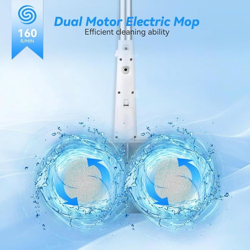 Cordless Electric Mop, Dual Motor Powerful Spin Mop 2000 mAh, Floor Polisher,1H - Picture 2 of 8