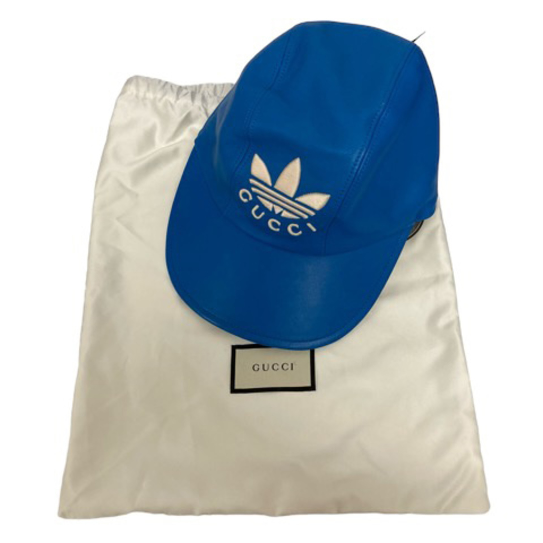 GUCCI x adidas Baseball Cap with Chin Strap Leather Logo GUCCI x adidas Baseball Cap with Chin Strap Leather Logo