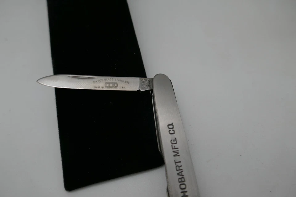 NAVAJA DE BOLSILLO DE ACERO INOXIDABLE VINTAGE Hobart Mfg Co SCHRADE WALDEN hoja de afeitar Foto 3 de 4
