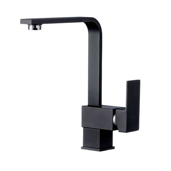 Schwenkbare KüChenarmatur Schwarz KüChen Wasserhahn SpüLtisch Einhandmischer-image