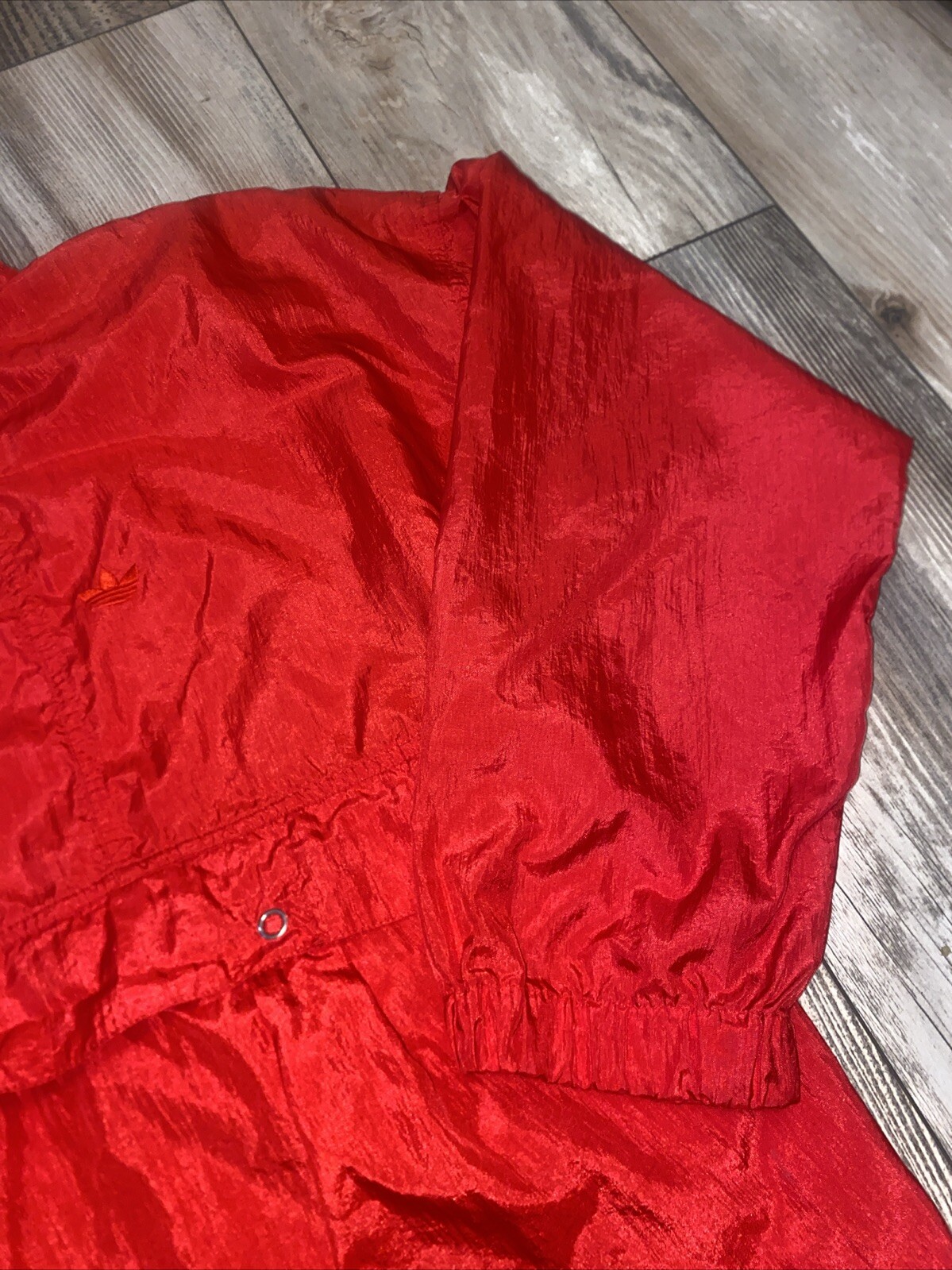 Adidas 90s Size Medium Solid Red Front Pouch Wind… - image 7