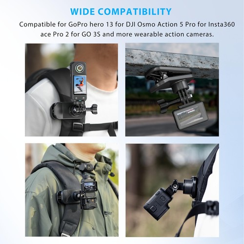 Magnetic Backpack Strap Mount Quick Clip Mount for GoPro Hero 13, 360° Rotation - Picture 6 of 8