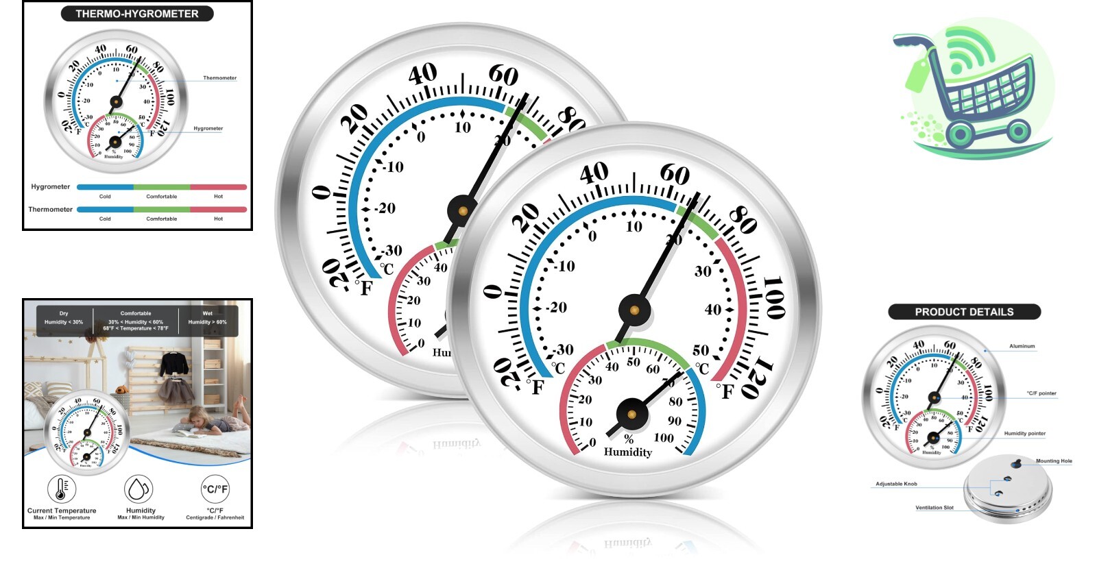 High-Precision 2-in-1 Hygrometer & Thermometer - Ideal for Health Monitoring
