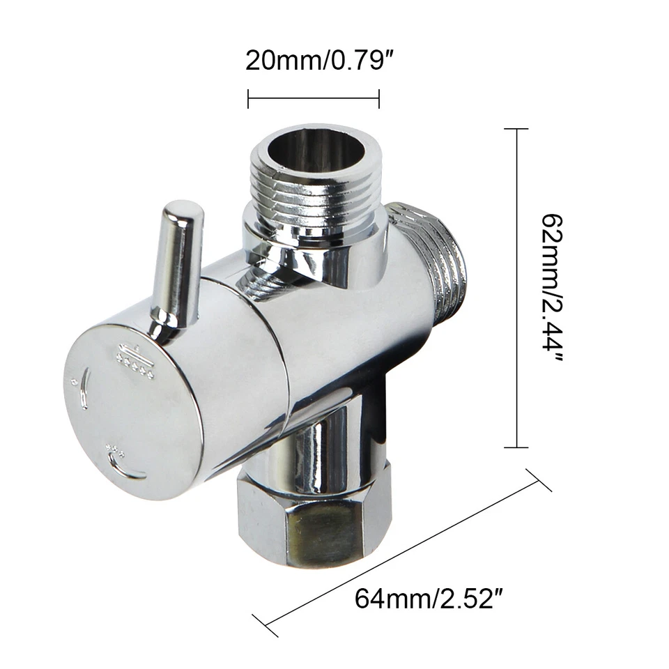 3 voies Adaptateur en T Bain 1/2 Tête de douche Robinet inverseur de douche - Photo 3/4