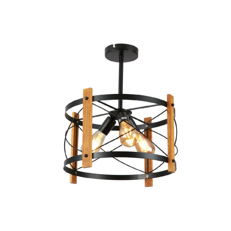 Caged Candle Industrial Retro Round Pendant Ceiling Light 3xE27 TEKLED