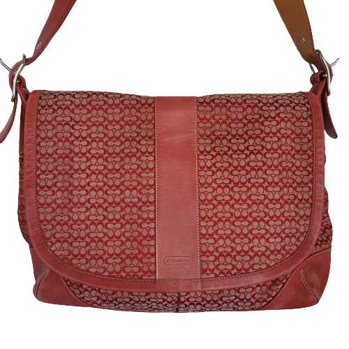 N*3様 RRL INDIAN VINTAGE LEATHER MESSENGE COACH 5706 Signature Purse Jacquard & Leather Cross Body Saddle