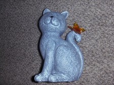 Nacome Solar Cat Outdoor Statues for Garden: Outside Decor with Butterfly for -