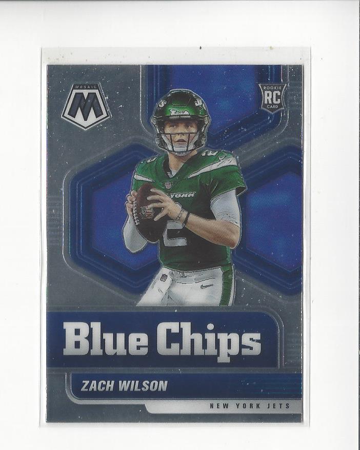 2021 Panini Mosaic Blue Chips #2 Zach Wilson RC Rookie Jets Broncos