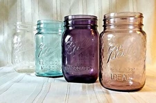 Ball Mason Jar Purple Blue Pink Green Clear 16 oz PINT Canning Safe Glass