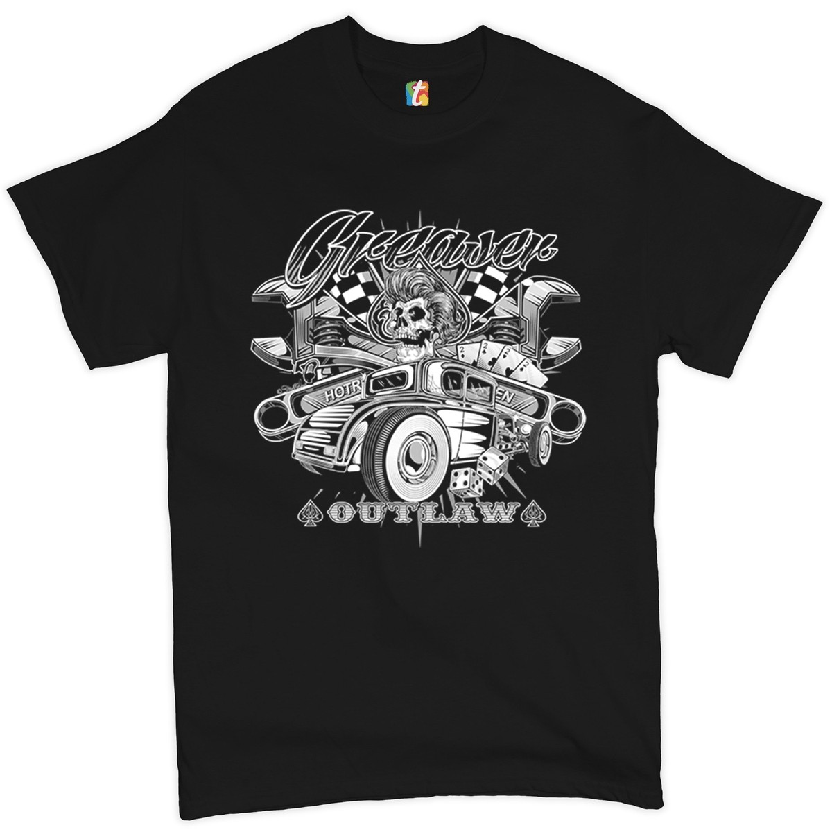 Greaser Outlaw T-shirt Kustom Kulture Old School Vintage Hot Rod 