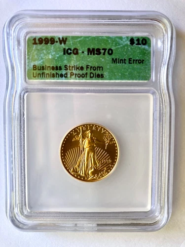 1999-W $10 1/4 oz American Gold Eagle ICG MS 70 (Unfinished Proof Dies)