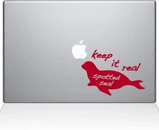 The Decal Guru Keep It Real Spotted Seal MacBook Pro Decal Vinyl Sticker-15" Red