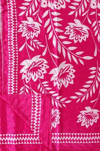 Vintage Sarees Rosa Blanco Indio Pura Seda Estampado Sari Suave Costura Tela - Imagen 3 de 3