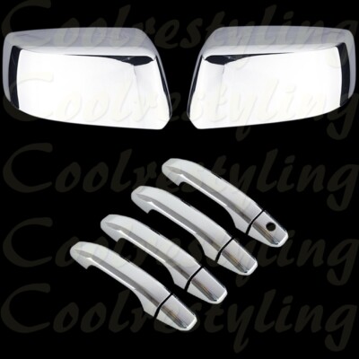 For 15 16 17 18 19 20 Chevy Tahoe GMC Yukon XL Chrome Mirror 4 Handle Cover W/SK For 15 16 17 18 19 20 Chevy Tahoe GMC Yukon XL Chrome Mirror 4 Handle Cover W/SK