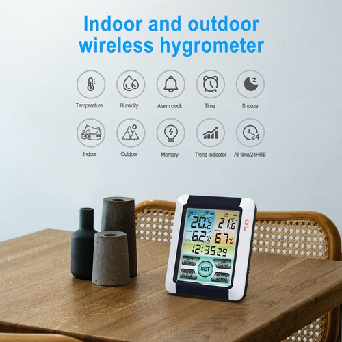 Wireless Weather Station Digital Thermometer Indoor Outdoor Weather Clock Alarm - Picture 4 of 12