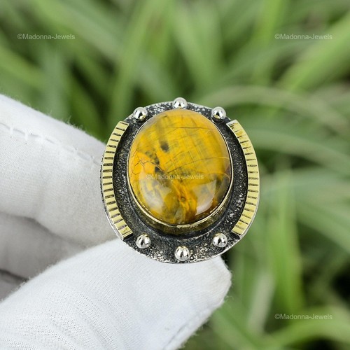 Nellite Gemstone Sterling Silver Statement Promise Mother Ring Jewelry US 7.5 - Picture 3 of 11