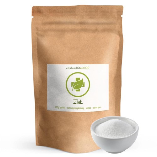 Zink Pulver | 100 g | (Citrat, Trihydrat) | Zinkgehalt 31 % | vegan zu 100 %