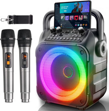 [Newest] Karaoke Machine with 2 Wireless Microphones: Karaoke Speaker Microphone