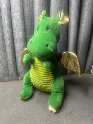 Walgreens Dragon Plush Green Gold Wings Ribbed Belly Stuffed Animal Toy 14 Inch