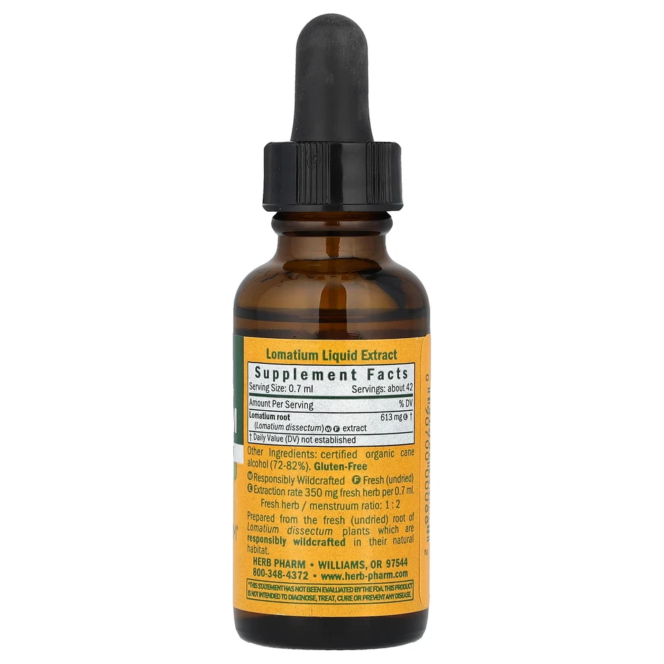 Herb Pharm Lomatium raíz entera 1 fl oz 30 ml sin gluten Foto 2 de 2