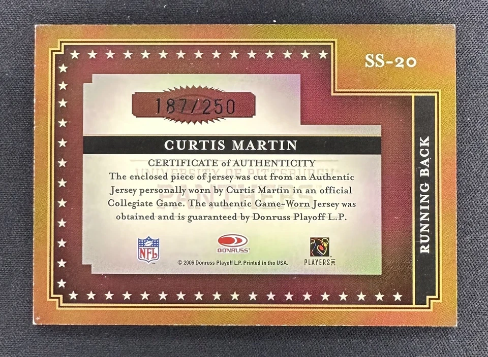 2006 Donruss Classics Saturday Stars - Curtis Martin Game Used Worn Jersey /250 - Image 2 of 2