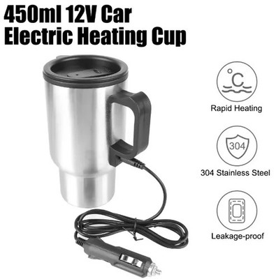 Auto Elektrischer Wasserkocher Becher Edelstahl Reise Beheizt Kaffee Wasserkocher-Tasse