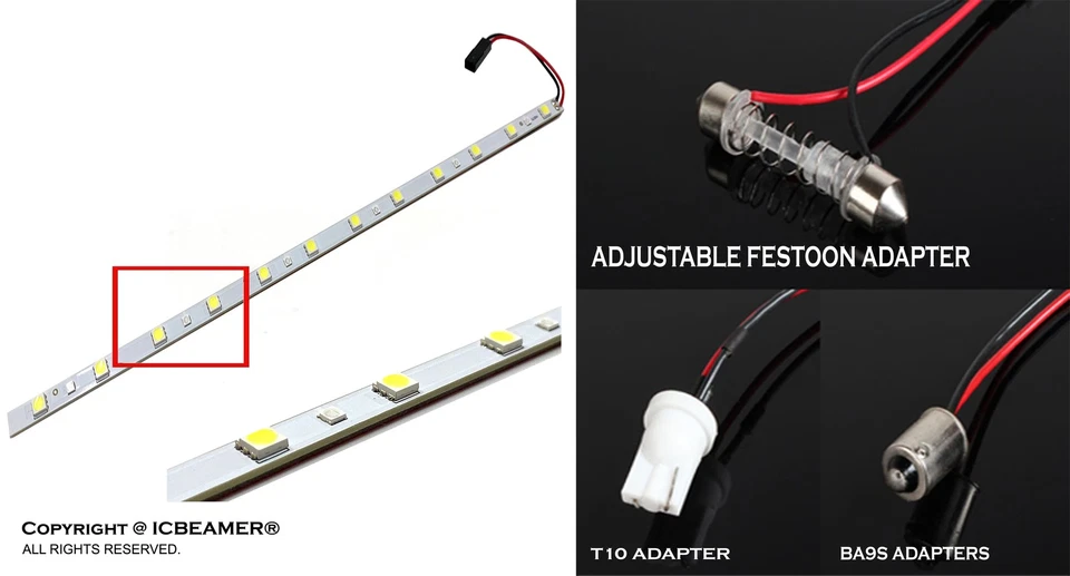 Tira LED Interior Brillante Color Cambiable Azul a Blanco Iluminación Carga J35 Foto 2 de 4