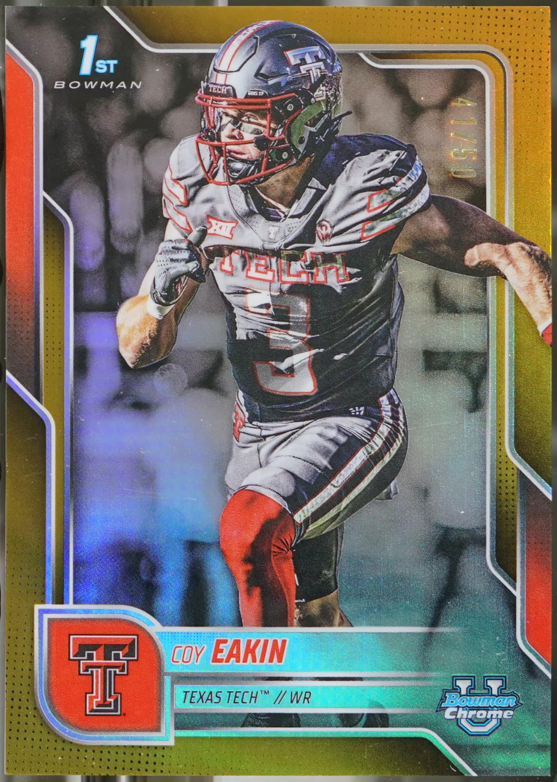 2025 Bowman University Chrome #28 Coy Eakin Gold Refractor /50 Football NM