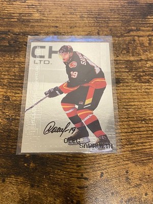 Oleg Saprykin 1999-00 In the Game Be a Player Millennium RC Auto #41 Calgary