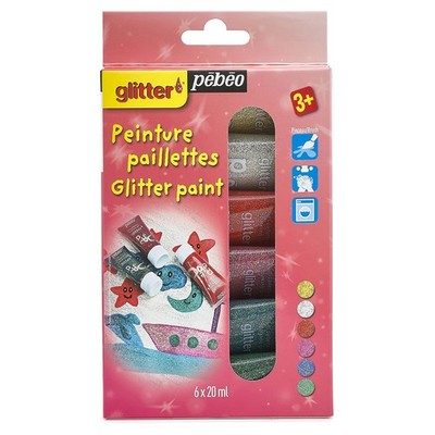 Pébéo StarterSet Glitzerfarben 6 Röhren 20 ml sortiert