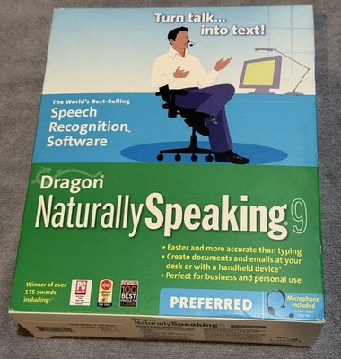 Dragon NaturallySpeaking 9 Speech Recognition Software CD With Microphone Sealed