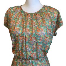 Vintage Kay Windsor Cottagecore Midi Dress Micro Floral Print Country Grannycore