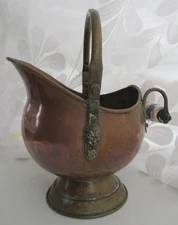 Copper Brass Coal Scuttle Bucket Made in Holland Vtg