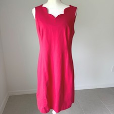 Talots Pink Scalloped Neckline Sleeveless Sheath Dress Size 10 Ponte Knit
