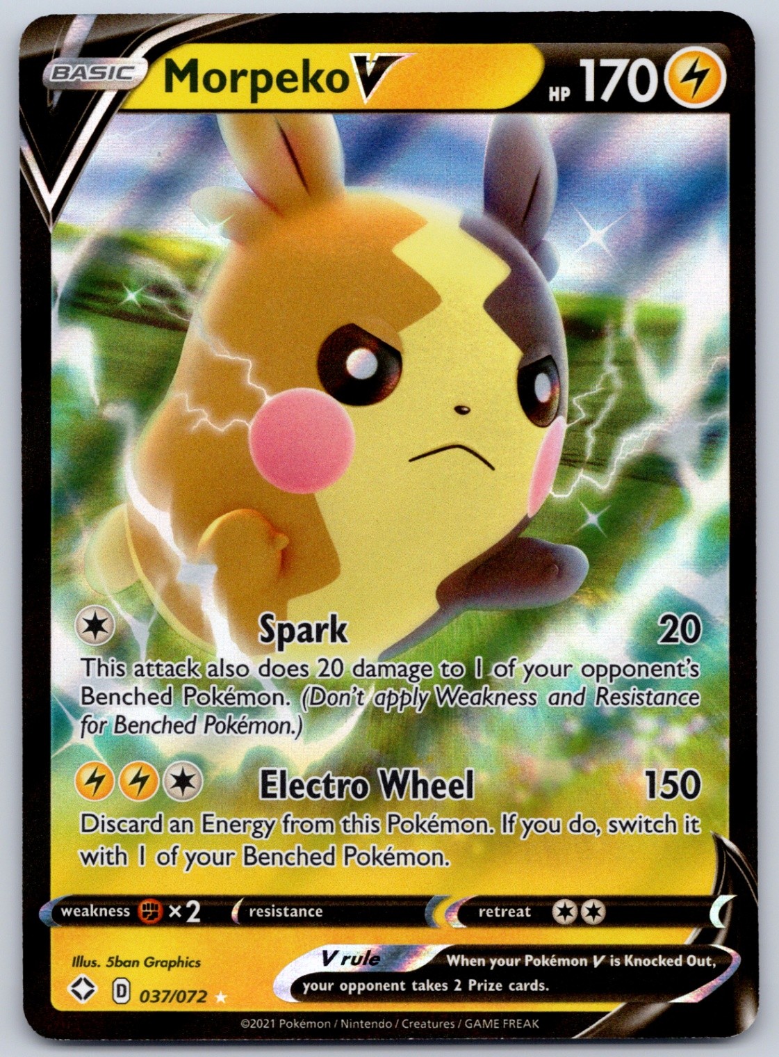 Morpeko V 037/072 (NM) - Sword & Shield Shining Fates - Ultra Rare - Pokemon TCG