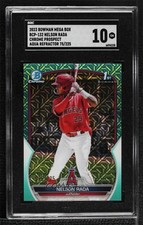 2023 Bowman Mega Box Aqua Mojo Refractor 75/225 Nelson Rada SGC 10 GEM 12xu