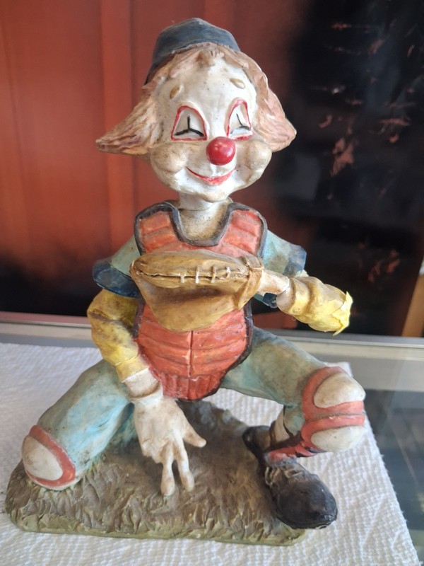 Antique Hand Painted Circus Clown Figurine Multicolor Decorative Sculpture