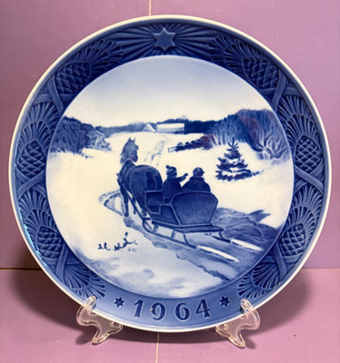 1964 Royal Copenhagen Christmas Plate Fetching the Christmas Tree, 8''