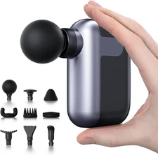 Mini Massage Gun with 10 Heads, Percussion Deep Tissues Black